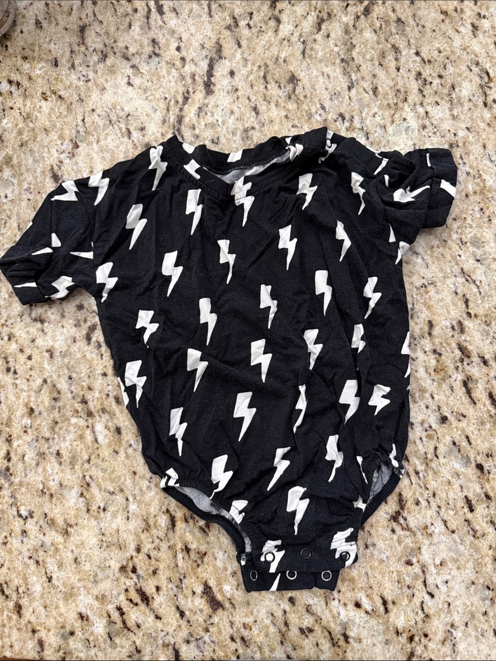 Black Lightning Bolt Kids One-Piece Bodysuit with Snap Closure